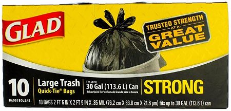 glad trash bags 10 ct 30 gallons